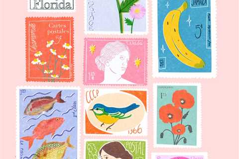 Vintage Postal Stamps Illustration