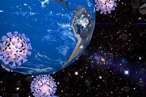 Coronavirus Covid-19 revolves around the Earth. 3D animation.