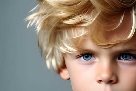 Cute young boy with amazing blond hairstyle